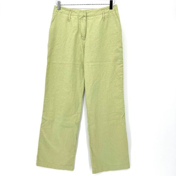Pendleton Linen Blend Straight Leg Pants Size 6 Lime Green Casual Summer Trouser - Picture 1 of 11